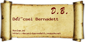 Décsei Bernadett névjegykártya